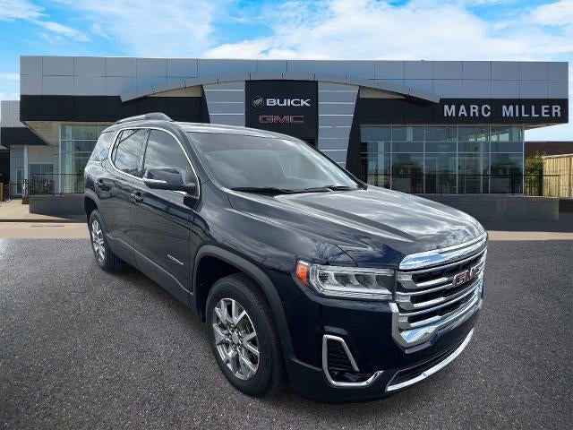 2021 GMC Acadia SLT in Midnight Blue Metallic — front three-quarter view