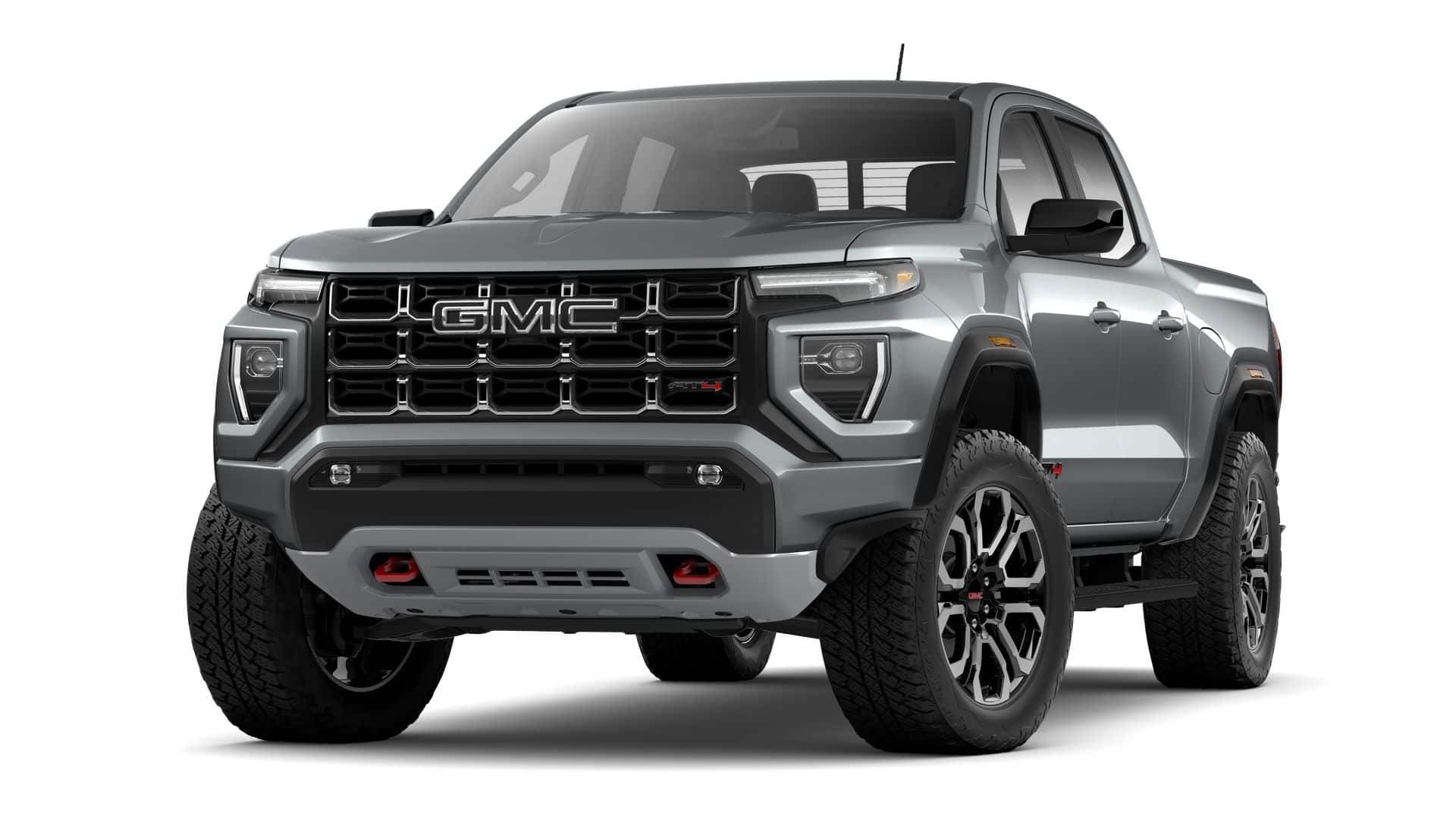 2026 GMC Canyon AT4 in Sterling Metallic — front three-quarter view