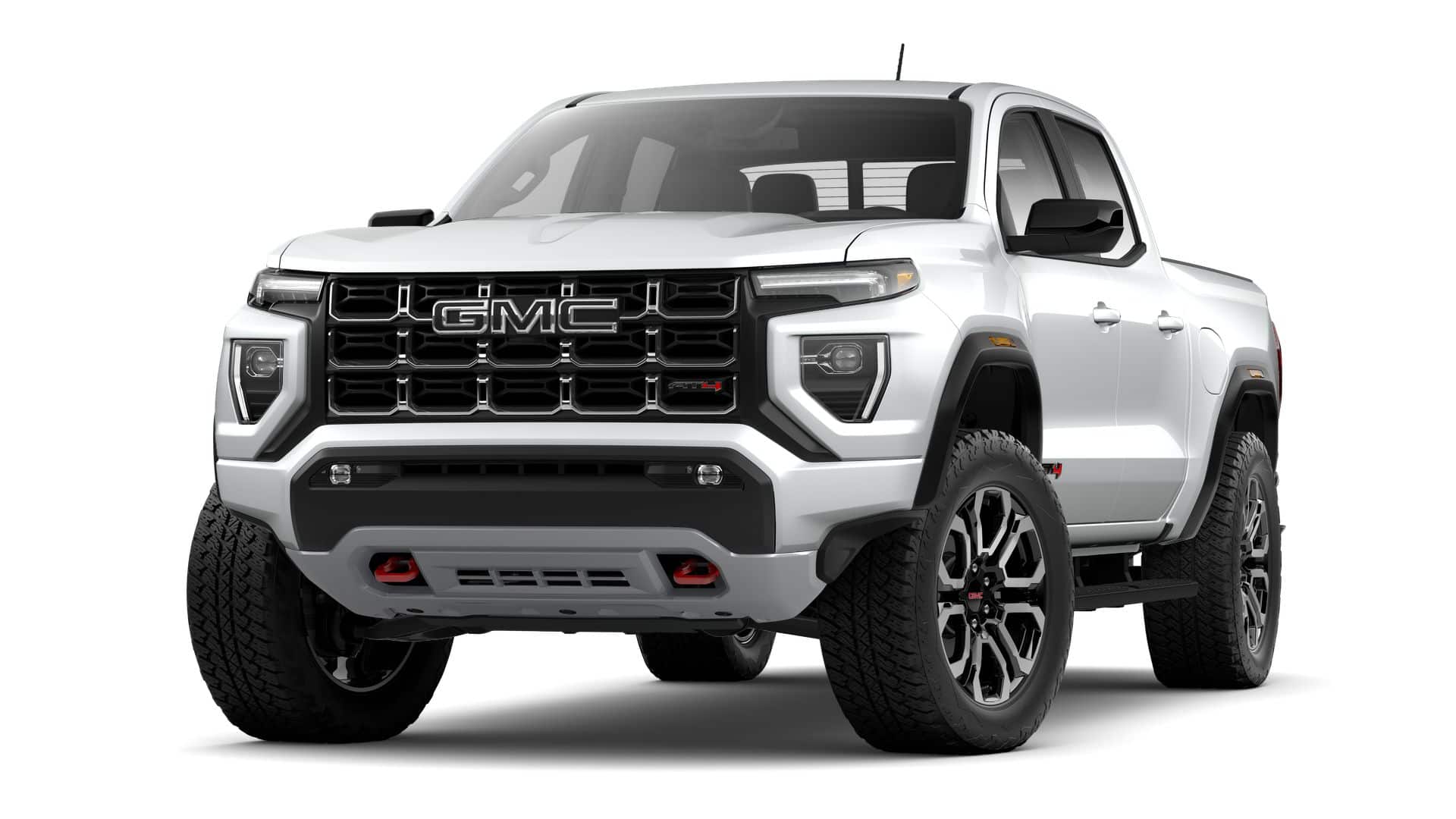 2026 GMC Canyon AT4 in Summit White — front three-quarter view
