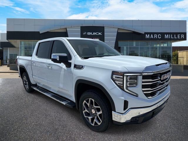 2026 GMC Sierra 1500 SLT in Glacier White Tricoat — front three-quarter view