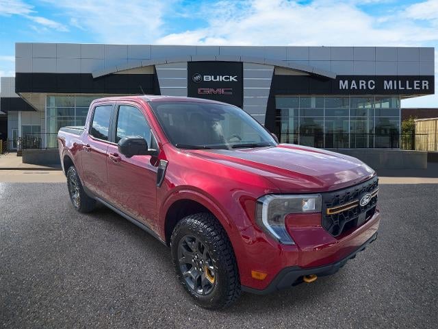 2025 Ford Maverick Tremor in Ruby Red Metallic — front three-quarter view