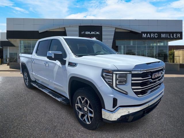 2026 GMC Sierra 1500 SLT in Glacier White Tricoat — front three-quarter view