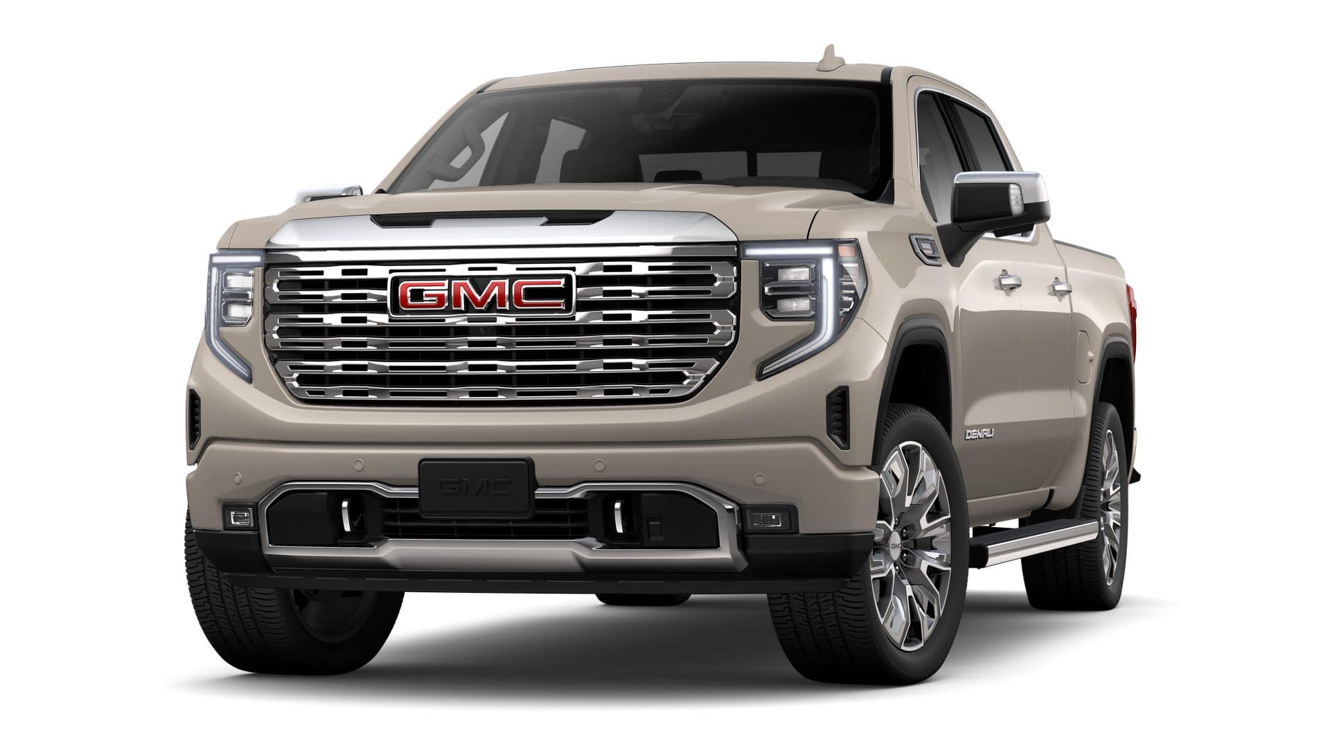 2026 GMC Sierra 1500 Denali in Coastal Dune — front three-quarter view